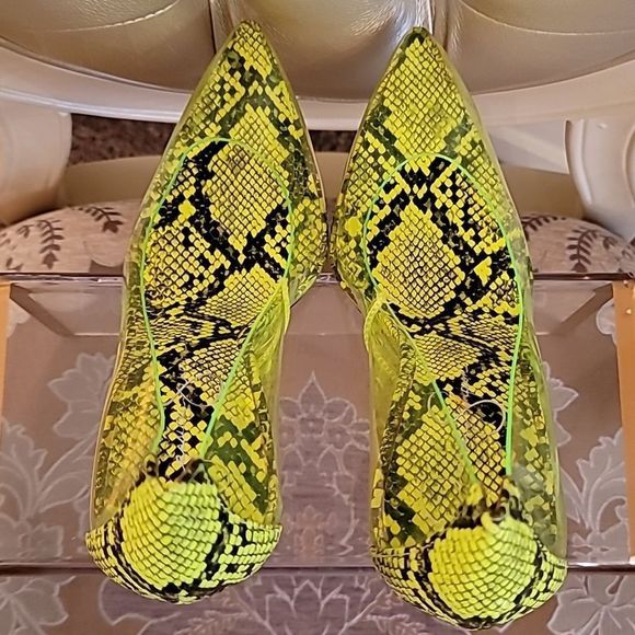 Jessica Simpson Green Transparent Snakeskin Print Heels - Picture 10 of 15